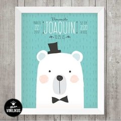 Lamina Imprimible Nacimiento Oso Con Galera Personalizada en internet