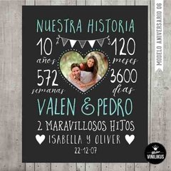Lámina Imprimible Pizarra Aniversario Boda Personalizada 06