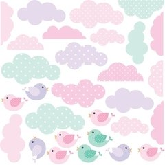 Vinilo Decorativo Kit Nubes Y Pajaritos - comprar online