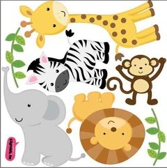 Vinilo Decorativo Kit Arbol Con Animales De La Selva - comprar online