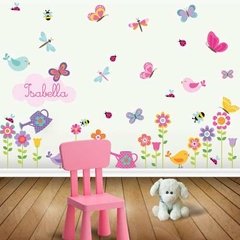 Kit De Vinilo Jardin De Flores Con Tu Nombre! - comprar online
