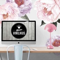 Vinilo Flores Gigantes Rosa Vintage Kit Basico