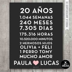 Lámina Imprimible Pizarra Aniversario Boda Personalizada 01 en internet
