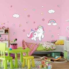 Vinilo Decorativo Unicornio Arco Iris Pastel