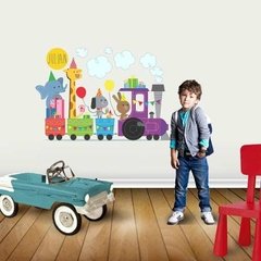 Vinilo Decorativo Tren Con Animalitos Con Tu Nombre! - comprar online