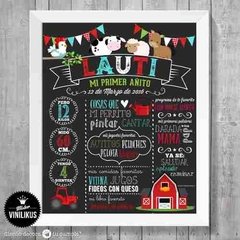 Lámina Imprimible Pizarra Granja Animalitos Personalizada