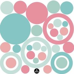 Kit De Vinilo Circulos 005 Verdes Y Rosas - comprar online