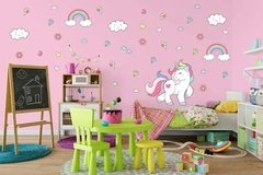 Vinilo Decorativo Unicornio Arco Iris Pastel Kit Grande en internet