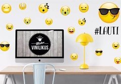 Vinilo Emojis X L Teens Con Tu Nombre Para Cuarto De Varon