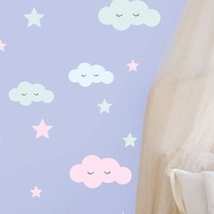 Vinilo Decorativo Kit Nubes Y Estrellas Pastel - Mister Vinilikus
