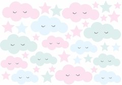 Vinilo Decorativo Kit Nubes Y Estrellas Pastel - comprar online