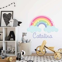 Vinilo Arcoiris Pastel Personalizado Con Tu Nombre - comprar online