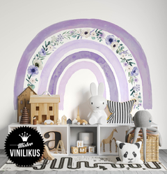 arcoiris flores nordico acuarela boho acuarelado pastel lila rosa floreado