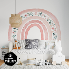 arcoiris flores nordico acuarela boho acuarelado pastel lila rosa floreado