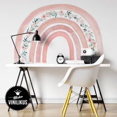 arcoiris flores nordico acuarela boho acuarelado pastel lila rosa floreado