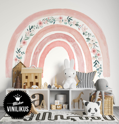 arcoiris flores nordico acuarela boho acuarelado pastel lila rosa floreado