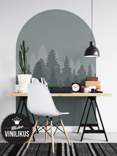 arco PINOS BOSQUE MONTAÑAS ventana vinilo arco arc color block 