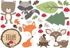 BOSQUE ANIMALITOS ZORRITO CIERVO OSITO DECO DECORACION INFANTIL 