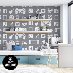 empapelado MINIMALISTA DECO iconos teens adolescentes kids varon instagram tik tok facebook play playstation gamer videojuegos juegos 