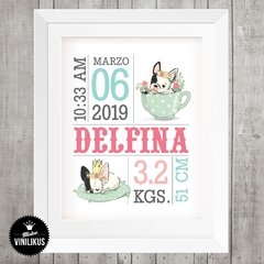Lamina Imprimible Nacimiento perrito shabby aqua