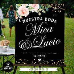 Lámina Imprimible Pizarra Boda casamiento Rosas vintage 01