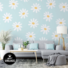 empapelado vinilo margaritas flores primavera pastel 