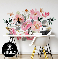 flores bouquet acuarela acuareladas peonias cuartos infantiles nenas romantico guarda vinilo