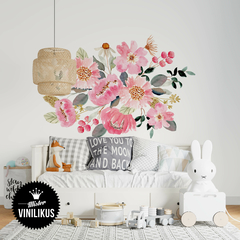 flores bouquet acuarela acuareladas peonias cuartos infantiles nenas romantico guarda vinilo