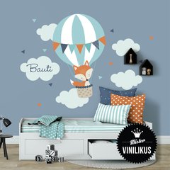 Vinilo Globo Aerostático Zorrito Viajero personalizado - Mister Vinilikus