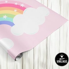 Vinilo infantil Guarda nubes y arcoiris 028 rosa