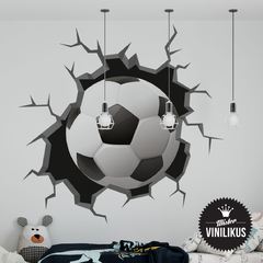 Vinilo decorativo  Pelotazo pared rota futbol