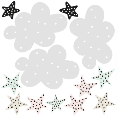 Vinilo Arcoiris Nórdico UNISEX con nubes y estrellas grande en internet