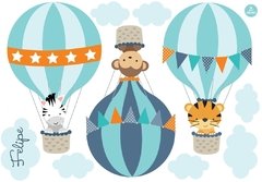 Imagen de Vinilo Globos Aerostáticos con animalitos de la selva XL