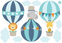 Vinilo Globos Aerostáticos con animalitos de la selva