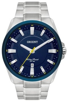Relógio analógico masculino Orient MBSS1356 D1SX Prata e azul na internet