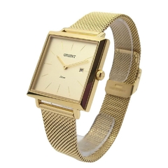 Relógio feminino analógico Orient LGSS1017 C1KX Quadrado dourado