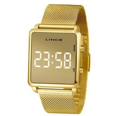 Relógio digital feminino Lince MDG4619L BXKX Quadrado dourado