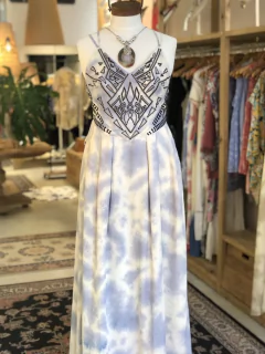 VESTIDO LARGO NIZA CELESTE - comprar online