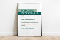 quadro decorativo medicina veterinaria com dizeres moldura preta