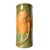 Vaso em porcelana Craquelê, verde com uma folha seca pintada e em relevo