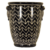 Cachepot (vaso) de cerâmica com fundo preto e pintura estilo "Chevron" em cor branca
