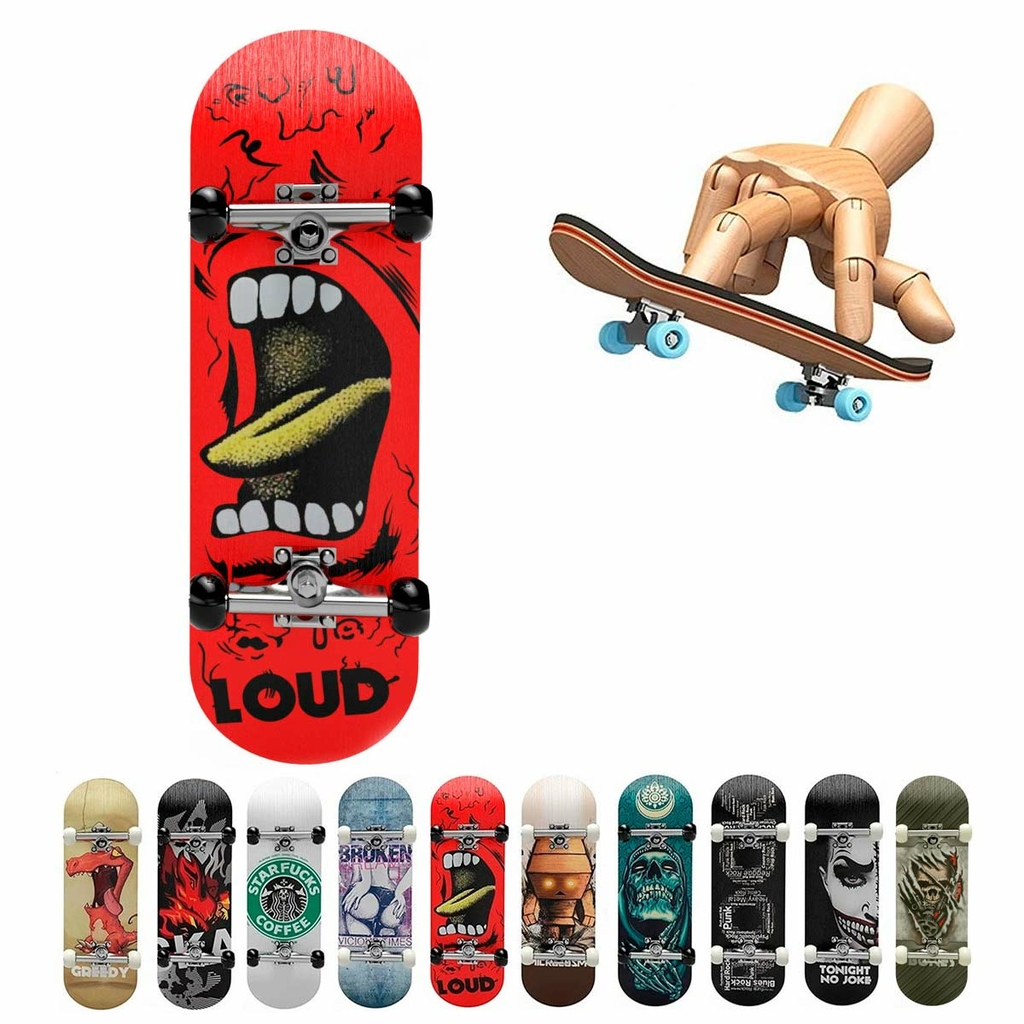 Fingerboard Profissional Madeira Brinquedo Skate Dedo Kit 4