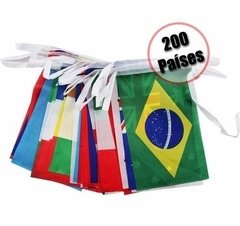 Kit Varal Cordão Bandeiras 200 Países 14x21cm 50 Metros