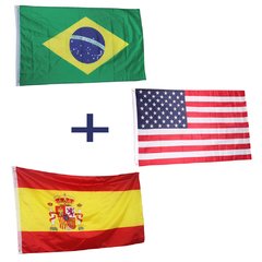 3 Bandeiras - Espanha + Brasil + Estados Unidos 1,50x90cm - comprar online