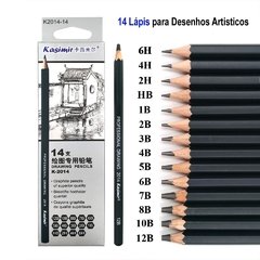 Kit 14 Lápis Desenho + 6 Esfuminhos - comprar online