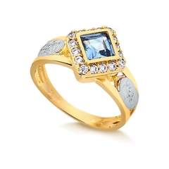 ANEL DE FORMATURA PEDRAS EM ZIRCÔNIA MODELO 11611 OURO 18K