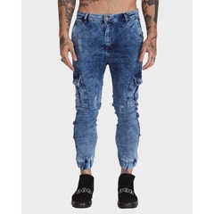 Calça Buh Jeans Jogger Cargo Blue