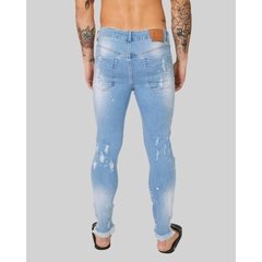 CALCA JEANS RASGADA PAINT AZUL - comprar online