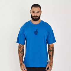 Camiseta Over Dedo Emborrachado Azul Royal