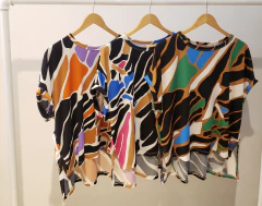 AW23 - 2616 - Remeron morley estampado mc con tajos "Yucatan"